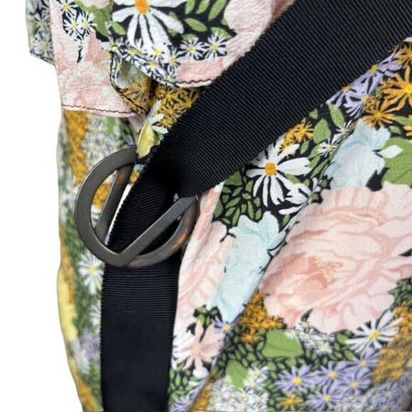 Rokh Silk Split Floral Frill Dress Ruffle Strap Pink Yellow Blue Women's Size 10 - Picture 8 of 16